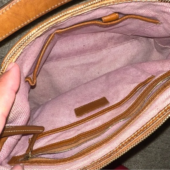 Dooney & Bourke Bag Shoulder Handbags Large Hobo Leather Brown Pink Interior - Picture 11 of 15